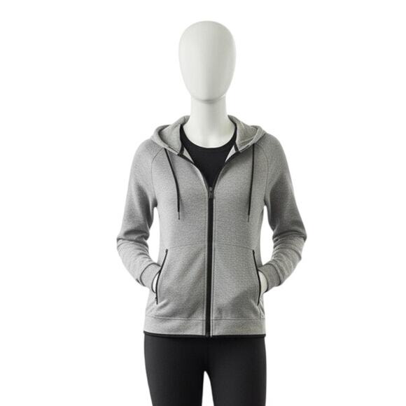 Women's Tesla Gray Full Zip Hoodie Jacket Size L Cotton Blend Athletic Logo - Picture 1 of 9